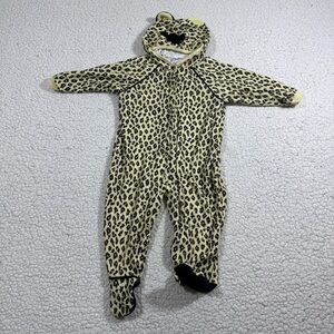 Vtg Carter's Baby Leopard Costume Size L 18-23lbs Hooded Jumpsuit Halloween